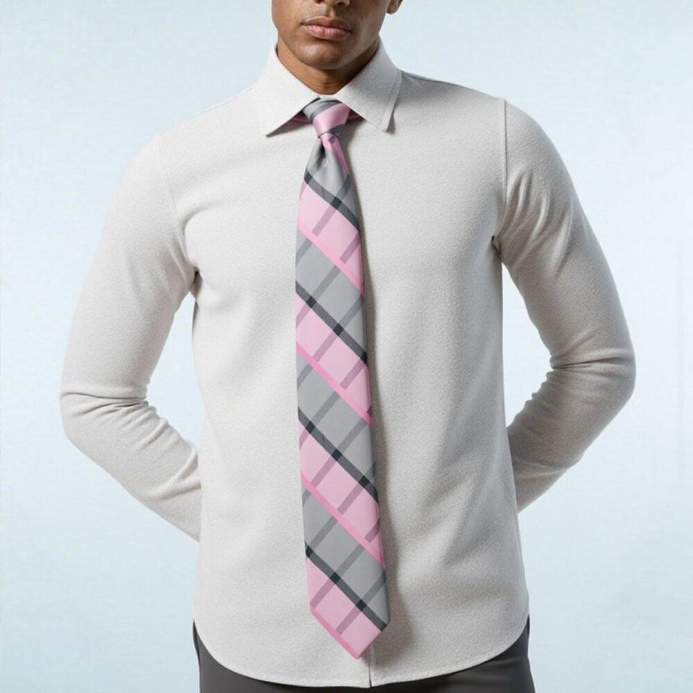 Michael Kors Pink/Gray Plaid Tie Michael Kors Silk Tie | Elle Woods Energy Retro